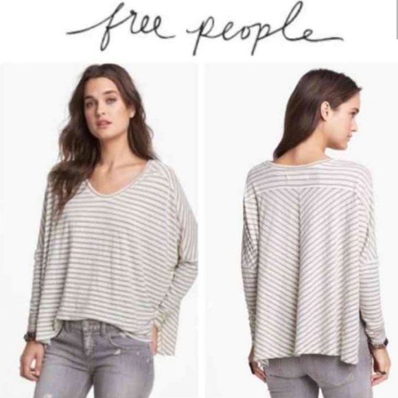 Free People Tops - Free People Striped Oversized CottageCore